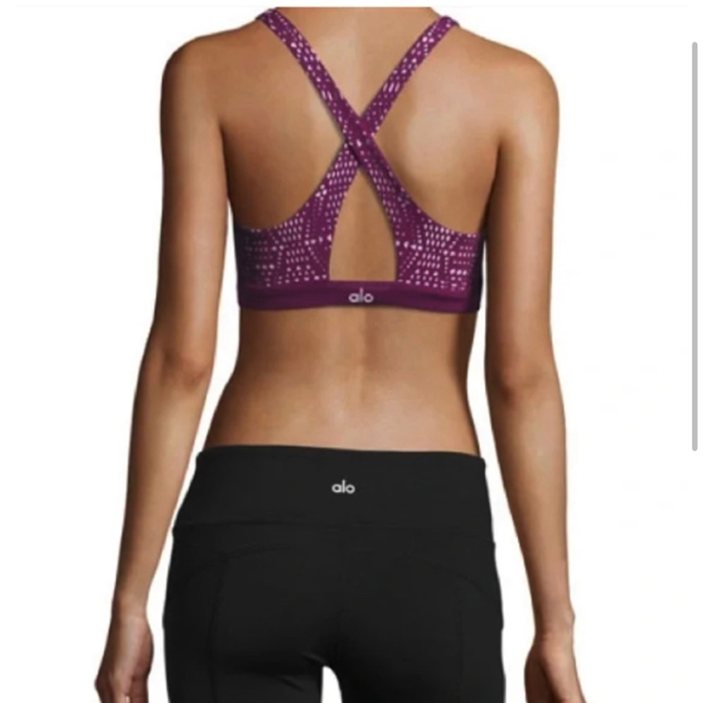 Alo Yoga Patina Laser Cut Sports Bra, Criss Cross Back Straps
